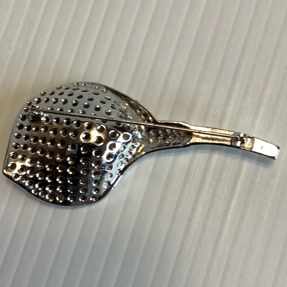 VINTAGE‎ 1950s Silver Blue Crystal Lily Brooch Mid-Century Glam Sparkle